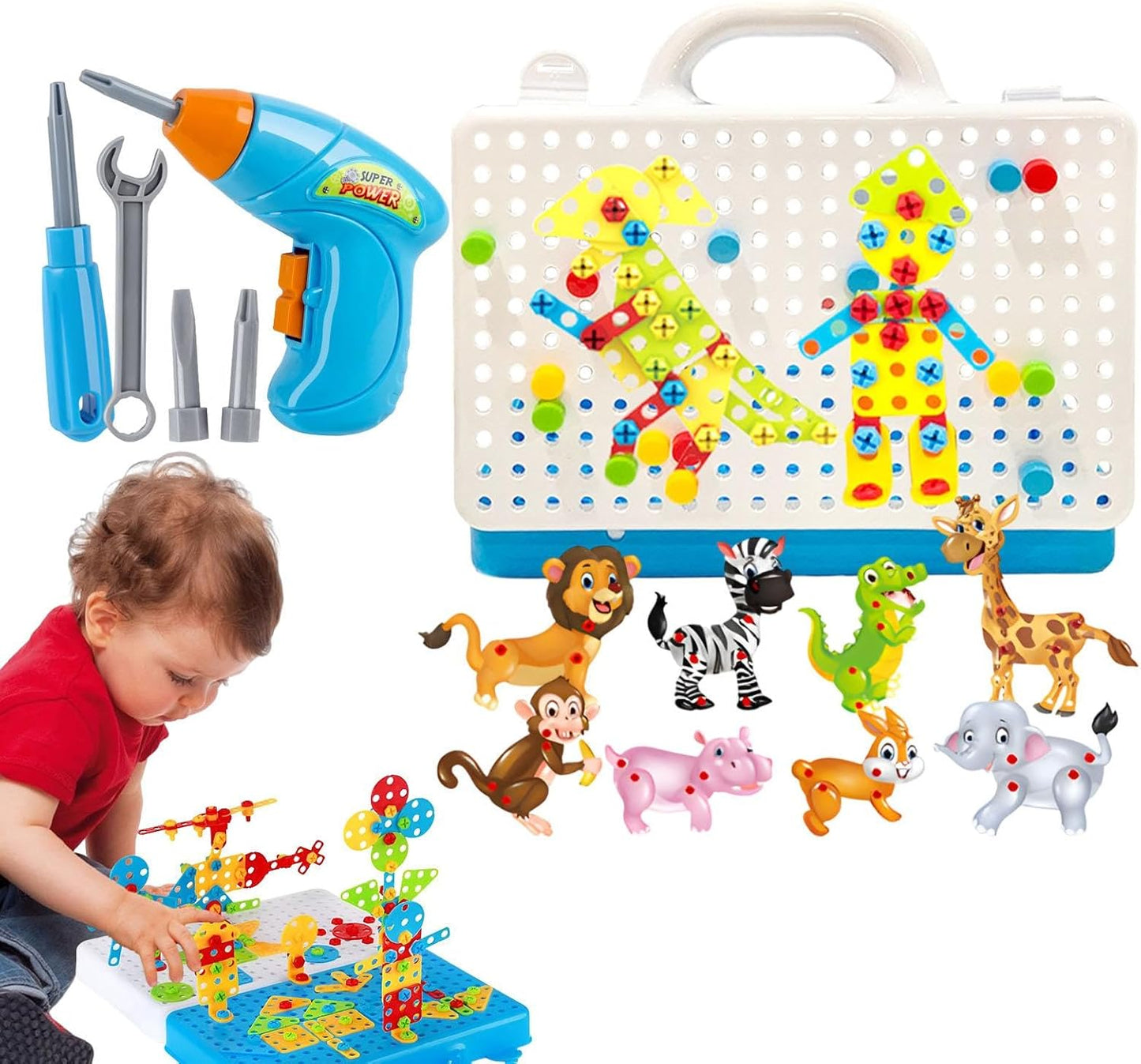 jouets de construction pour enfant garçon, ensemble pour faire un puzzle créatif et une mosaïque en 3D, pose de briques, bricolage électrique éducatif,