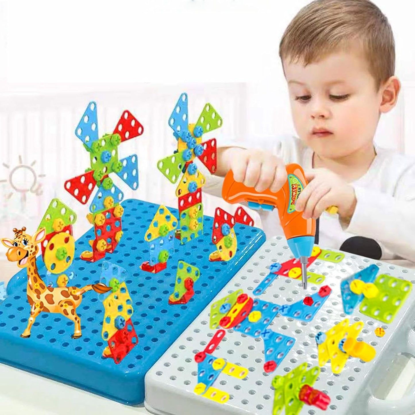 jouets de construction pour enfant garçon, ensemble pour faire un puzzle créatif et une mosaïque en 3D, pose de briques, bricolage électrique éducatif,