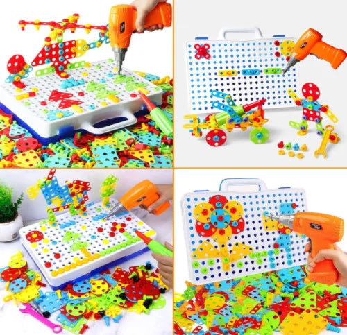 jouets de construction pour enfant garçon, ensemble pour faire un puzzle créatif et une mosaïque en 3D, pose de briques, bricolage électrique éducatif,