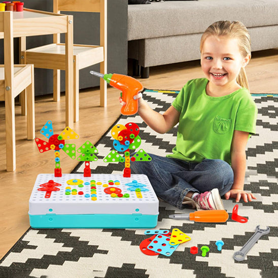 jouets de construction pour enfant garçon, ensemble pour faire un puzzle créatif et une mosaïque en 3D, pose de briques, bricolage électrique éducatif,